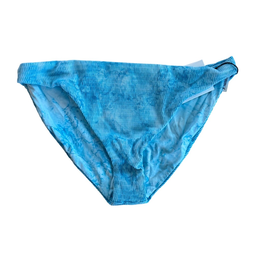 Vitamin A Midori Bikini Bottoms Cyan Texture Tie Dye Blue‎ Smocked Medium